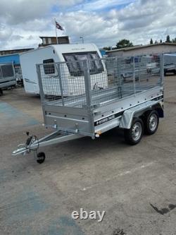 Remorque à cage grillagée 8x4 à double essieu sans frein, remorque porte-voiture grillagée MGW 750 kg, neuve