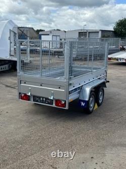 Remorque à cage grillagée 8x4 à double essieu sans frein, remorque porte-voiture grillagée MGW 750 kg, neuve
