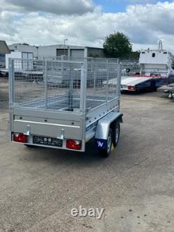 Remorque à cage grillagée 8x4 à double essieu sans frein, remorque porte-voiture grillagée MGW 750 kg, neuve