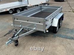 Remorque à cage grillagée 8x4 à double essieu sans frein, remorque porte-voiture grillagée MGW 750 kg, neuve Remorque à cage grillagée 8x4 à double essieu sans frein, remorque porte-voiture grillagée MGW 750 kg, neuve