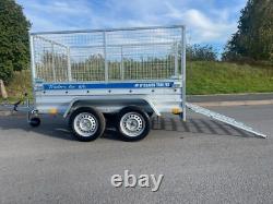 Remorque à cage pour voiture 7x4 double essieu 750kg non freinée avec suspension Al-ko et rampe.