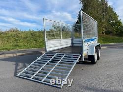 Remorque à cage pour voiture avec rampe arrière 7x4 750kg essieu double suspension Al-ko