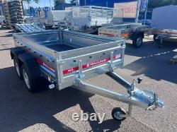 Remorque à deux essieux galvanisée de 2,3 m x 1,26 m, 750 kg, non freinée, 2,3 m x 1,26 m