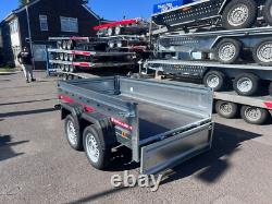 Remorque à deux essieux galvanisée de 2,3 m x 1,26 m, 750 kg, non freinée, 2,3 m x 1,26 m