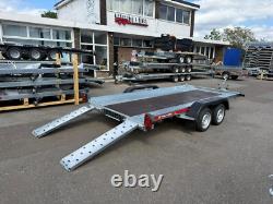 Remorque à double essieu 2000 kg 4 m x 1,8 m 13,2 pi x 6 pi Transporteur de voiture basculant + Contreplaqué
