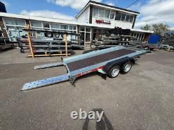 Remorque à double essieu 2000 kg 4 m x 1,8 m 13,2 pi x 6 pi inclinable pour transport de voiture + CONTREPLAQUÉ