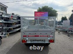 Remorque à double essieu de 750 kg 250 cm x 150 cm / 8 pi x 5 pi avec filet et côtés rabattables