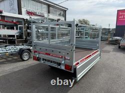 Remorque à double essieu de 750 kg 250 cm x 150 cm / 8 pi x 5 pi avec filet et côtés rabattables
