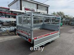 Remorque à double essieu de 750 kg 250 cm x 150 cm / 8 pi x 5 pi avec filet et côtés rabattables