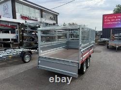 Remorque à double essieu de 750 kg 250 cm x 150 cm / 8 pi x 5 pi avec filet et côtés rabattables