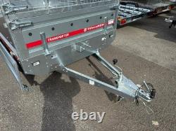 Remorque à double essieu de 750 kg 250 cm x 150 cm / 8 pi x 5 pi avec filet et côtés rabattables
