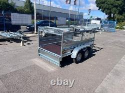 Remorque à ridelles grillagées 8 pi x 4,4 pi à double essieu 250 cm x 135 cm 750 kg sans frein