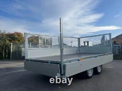 Remorque à ridelles rabattables 10,6 pi x 5,6 pi à double essieu 2700 kg, remorque à cage 3,25 m x 1,71 m