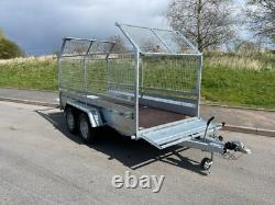Remorque à voiture avec cage 11ftx5ft double essieu 2700kg freins côtés en treillis remorque 3,5m x 1,5m