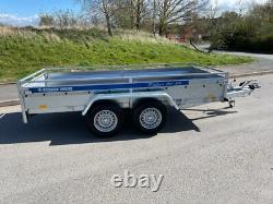 Remorque à voiture avec cage 11ftx5ft double essieu 2700kg freins côtés en treillis remorque 3,5m x 1,5m