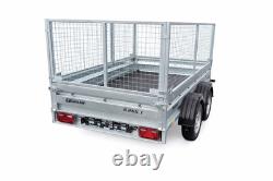 Remorque cage 8x4 à double essieu non freinée 750 kg, remorque auto avec suspension ALKO et feux LED
