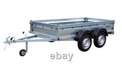 Remorque cage 8x4 à double essieu non freinée 750 kg, remorque auto avec suspension ALKO et feux LED