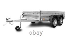 Remorque cage 8x4 à double essieu non freinée 750 kg, remorque auto avec suspension ALKO et feux LED
