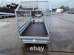 Remorque cage 8x4 à double essieu non freinée 750 kg, remorque auto avec suspension ALKO et feux LED
