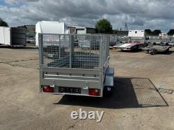 Remorque cage porte-voiture 10x5 à double essieu freinée 1300 kg 294 cm x 143 cm remorque grillagée AL-KO
