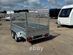 Remorque cage porte-voiture 10x5 à double essieu freinée 1300 kg 294 cm x 143 cm remorque grillagée AL-KO