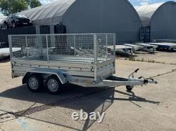 Remorque cage porte-voiture 10x5 à double essieu freinée 1300 kg 294 cm x 143 cm remorque grillagée AL-KO