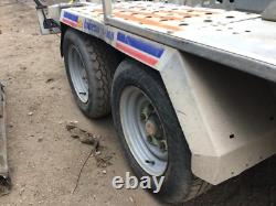 Remorque de chantier Indespension 3,5 tonnes à double essieu avec pinces et rampes (E1246)