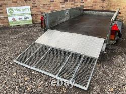 Remorque de chantier à deux essieux Ifor Williams GD105 G de 2,7 tonnes à plateau et côtés rabattables Brian Jam