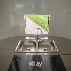 Remorque de restauration à double essieu en acier inoxydable, unité mobile de café pour événements