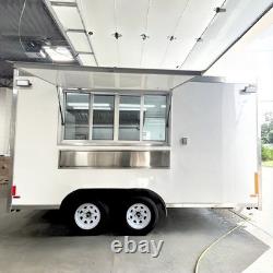 Remorque de restauration mobile blanche à double essieu pour café et street food