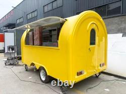 Remorque de restauration mobile jaune à double essieu avec double trappe de service