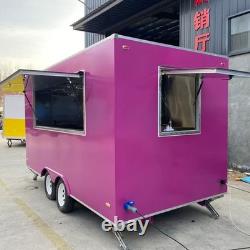 Remorque de restauration mobile rose sur mesure à double essieu avec doubles trappes de service