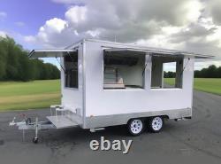 Remorque de restauration sur camion de cuisine à double essieu, fourgon à burgers 5m x 2.1m x 2.3m