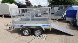 Remorque de voiture 2,65 m x 1,22 m 750 kg à double essieu avec plateau plat et rampe arrière en mesh de 800 mm