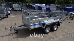 Remorque de voiture à côtés en treillis, twin essieu 750 kg, remorque à cage 8x4 double essieu