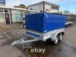 Remorque double essieu 8ft x 4,4ft 750kg avec cadre et couverture haute de 80 cm robuste