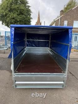 Remorque double essieu 8ft x 4,4ft 750kg avec cadre et couverture haute de 80 cm robuste
