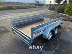 Remorque double essieu non freinée 8ft x 4.4ft 750kg robuste avec plancher en contreplaqué