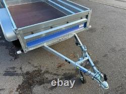 Remorque double essieu non freinée 8ft x 4.4ft 750kg robuste avec plancher en contreplaqué