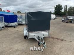 Remorque fourgon 8,7 pieds x 4 pieds à double essieu, PTAC 750 kg, essieux AL-KO, bâche de protection