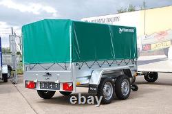 Remorque fourgon 8,7 pieds x 4 pieds à double essieu, PTAC 750 kg, essieux AL-KO, bâche de protection