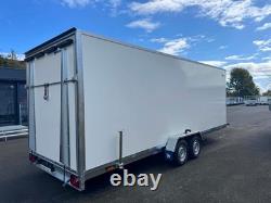 Remorque fourgon à double essieu, toute neuve, 6 m x 2 m x 2 m, avec rampe et porte latérale, 2700 kg