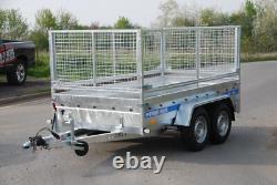 Remorque grillagée pour transport de voitures 10x5 à vendre, double essieu 2,7 t, ridelles hautes, remorque freinée