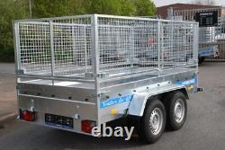 Remorque grillagée pour transport de voitures 10x5 à vendre, double essieu 2,7 t, ridelles hautes, remorque freinée