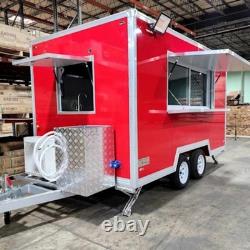 Remorque mobile de restauration rouge à double essieu unité de street food café burger