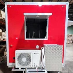 Remorque mobile de restauration rouge à double essieu unité de street food café burger