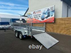 Remorque neuve à double essieu de 10 × 5 pieds avec ridelles grillagées de 40 cm et rampe, 1 300 kg