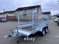 Remorque neuve de 10 pieds x 5 pieds à essieu double, robuste, avec treillis de 80 cm, freinée, 2700 kg