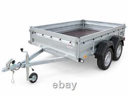 Remorque plateau DOUBLE ESSIEU avec ridelles, 9 x 5 pieds, 750 kg, 265 cm x 147 cm, NON FREINÉE