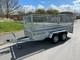 Remorque Plateau Cage Pour Voiture 11 Ft X 5 Ft &agrave; Double Essieu 2700 Kg Frein&eacute;e Avec C&ocirc;t&eacute;s Grillag&eacute;s, Remorque 3,5 M X 1,5 M
